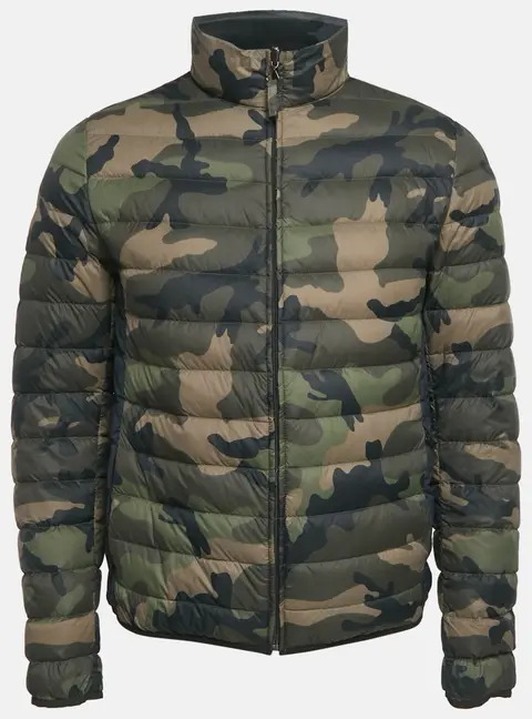 Valentino Green /Navy Blue Camouflage Print Synthetic Puffer Down Jacket S