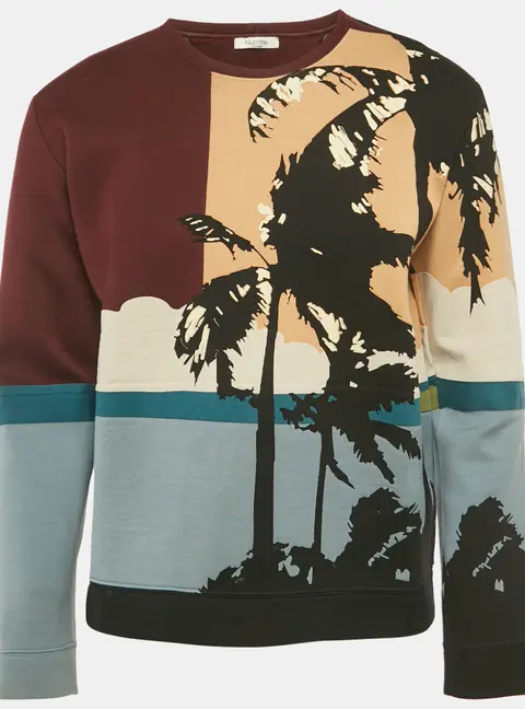 Valentino Multicolor Patch Work Neoprene Sweatshirt M