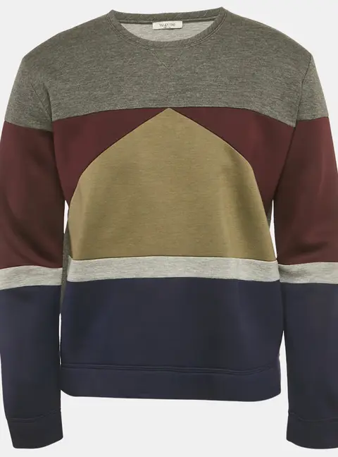 Valentino Multicolor Paneled Neoprene Crewneck Sweatshirt M
