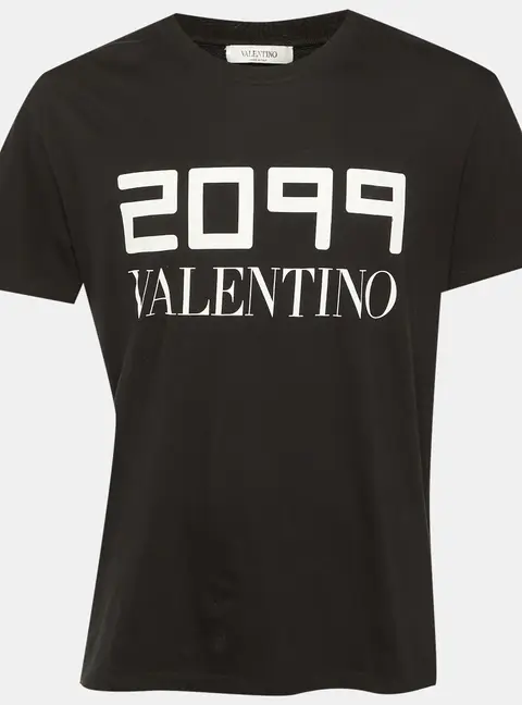 Valentino Black 2099 Print Cotton Crew Neck T-Shirt L