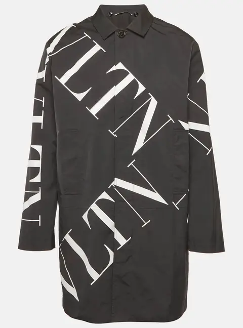 Valentino Black Logo printed Synthetic Parka Jacket XL