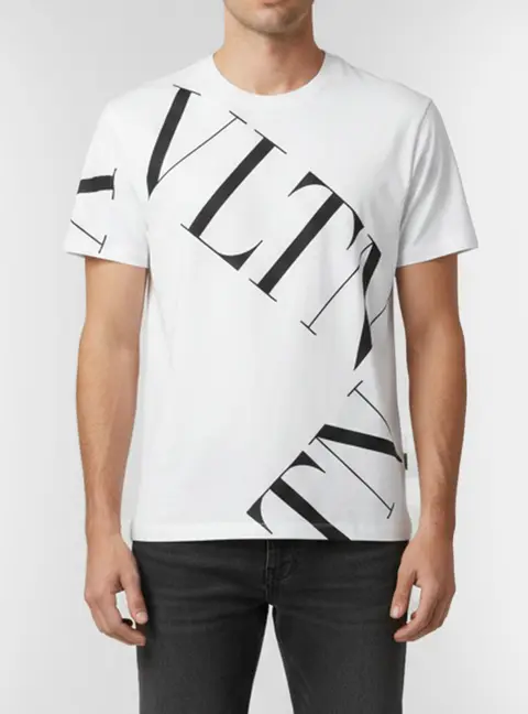 Valentino White Logo Print Jersey Crew Neck T-Shirt M