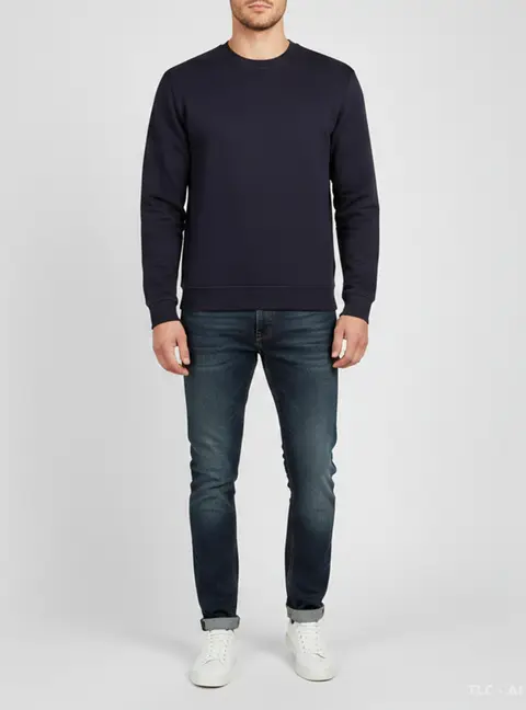 Valentino Navy Blue Double Jersey Crew Neck Sweatshirt S