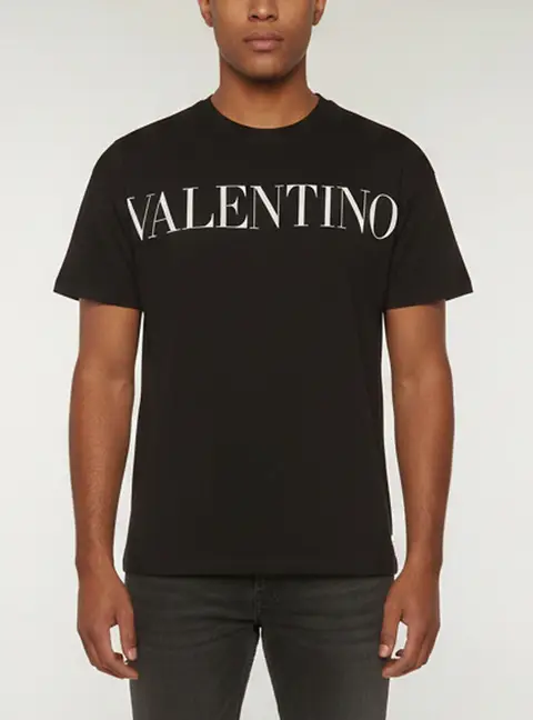 Valentino Black Logo Graphic Jersey Crewneck T-Shirt S