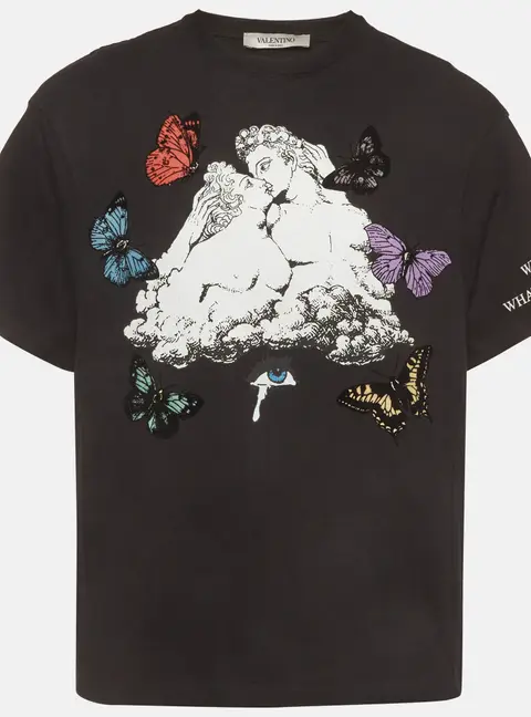 Valentino x Undercover Black Lovers Butterfly Graphic Cotton T-Shirt S