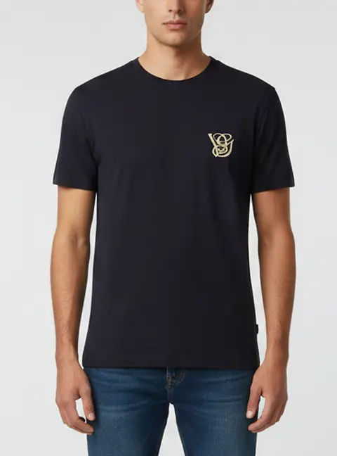 Valentino Navy Blue Logo Embroidered Jersey T-Shirt M