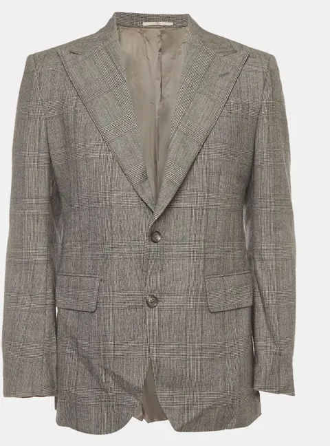 Valentino White/ Black Glen Plaid Wool Long Sleeve Jacket L