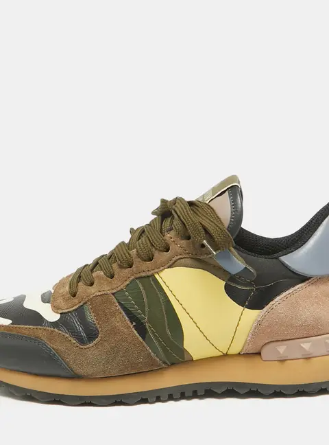 Valentino Multicolor Leather and Suede Rockrunner Lace Up Sneakers Size 39.5