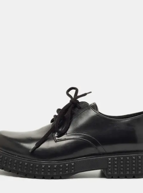 Valentino Black Leather Lace Up Oxfords Size 40