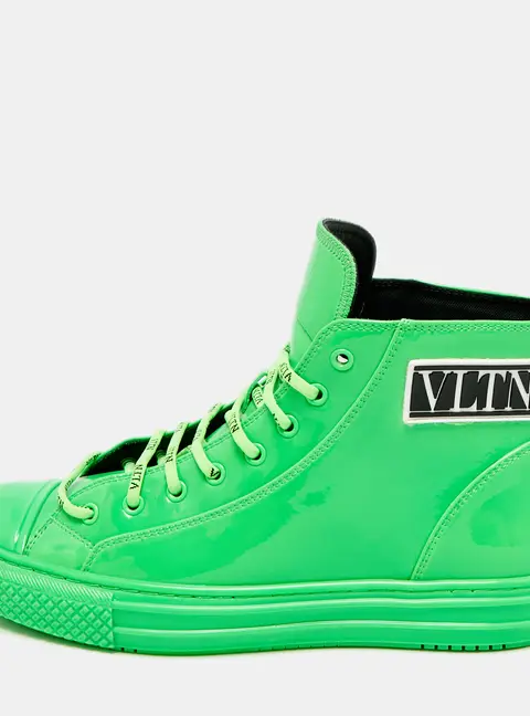 Valentino Giggies  Neon Green Patent Leather High Top Sneakers Size 41