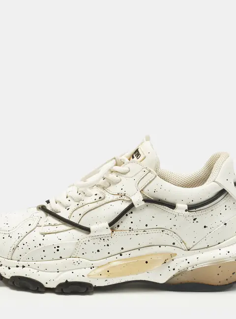 Valentino Bounce Size 41 White Leather Paint Splat Lace Up Sneakers