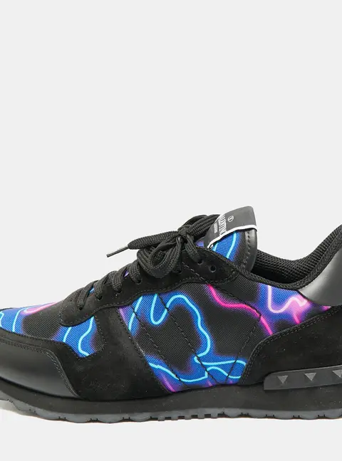 Valentino Rockrunner Size 43 Multicolor Canvas and Suede Lace Up Sneakers