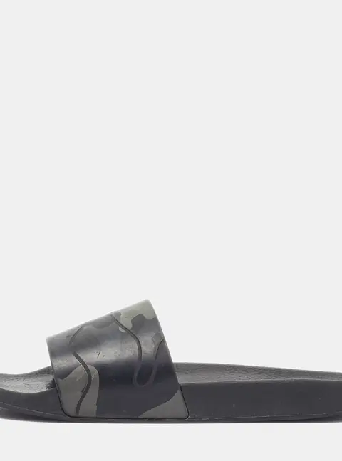 Valentino Size 44 Black Camo Print Rubber Pool Slides