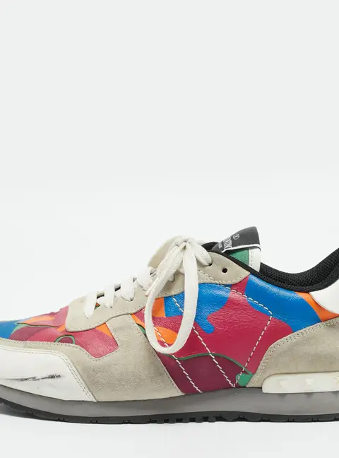 Valentino Rockrunner Size 42.5 Multicolor Leather and Suede Lace Up Sneakers
