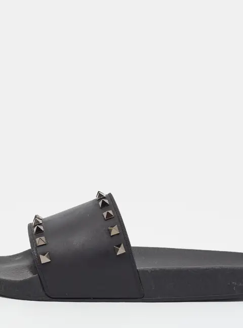 Valentino Rockstud Size 41 Black Rubber Flat Slide
