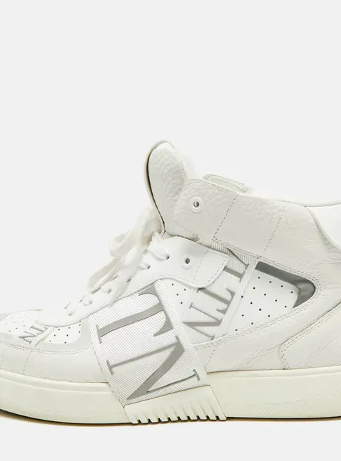Valentino VL7N Size 45 White Leather High Top Sneakers