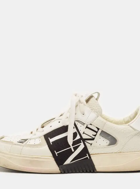 Valentino VL7N Size 44 White Leather Lace Up Sneakers