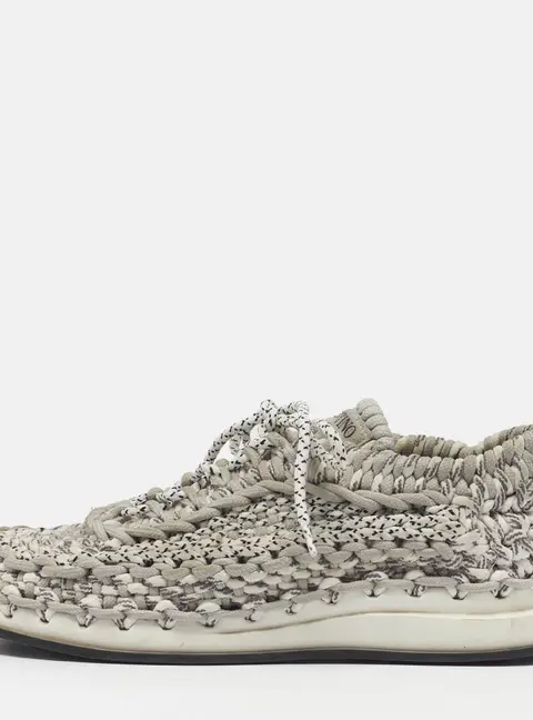 Valentino Size 40 Grey/White Rope Lace Up Sneakers