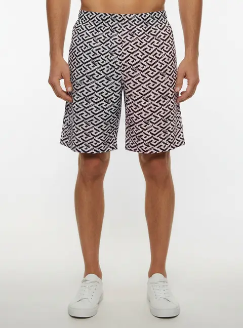 Versace Purple/Pink La Greca Signature Print Lawn Shorts L