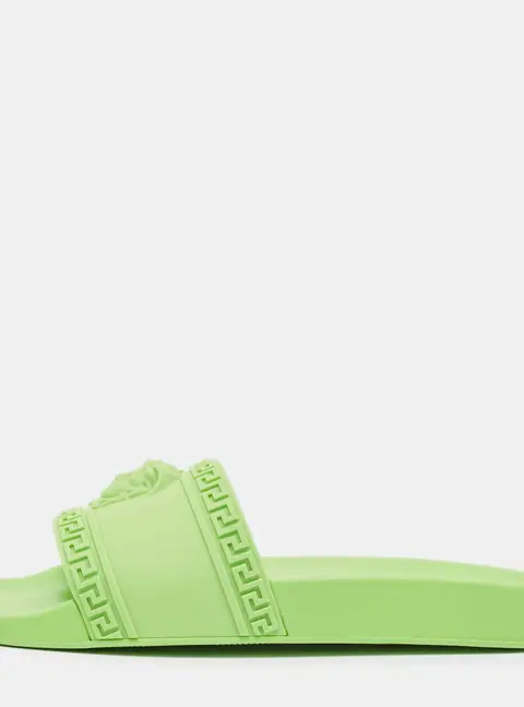 Versace Neon Green Rubber Palazzo Pool Slides Size 46