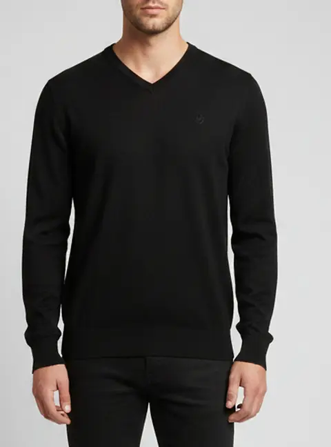 Versace Collection Black Medusa Embroidered Wool Knit Pullover M