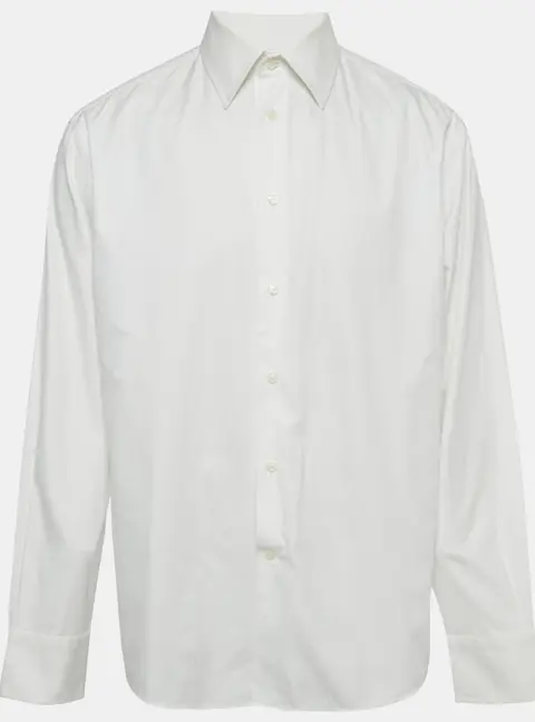 Versace Collection White Textured Cotton Long Sleeve Shirt XXL