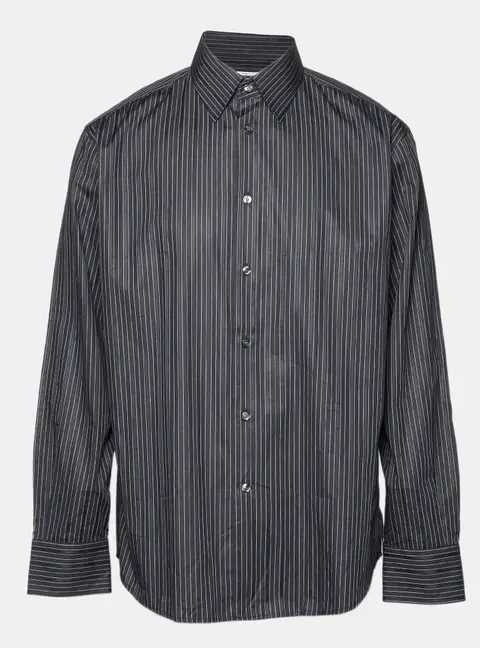 Versace Collection Black Pin Stripe Cotton Business Fit Shirt XXL