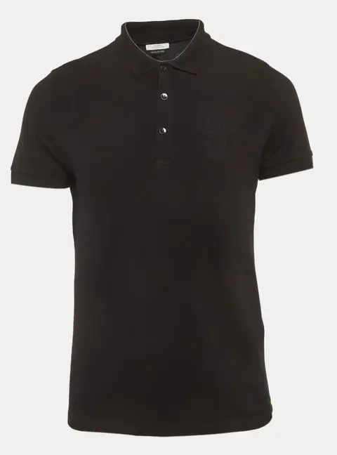Versace Collection Black Medusa Embossed Cotton Polo T-Shirt S