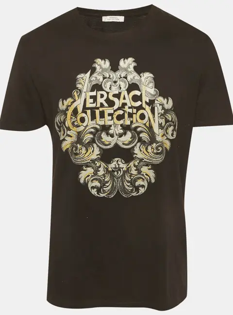 Versace Collection Black Printed Jersey T-Shirt L