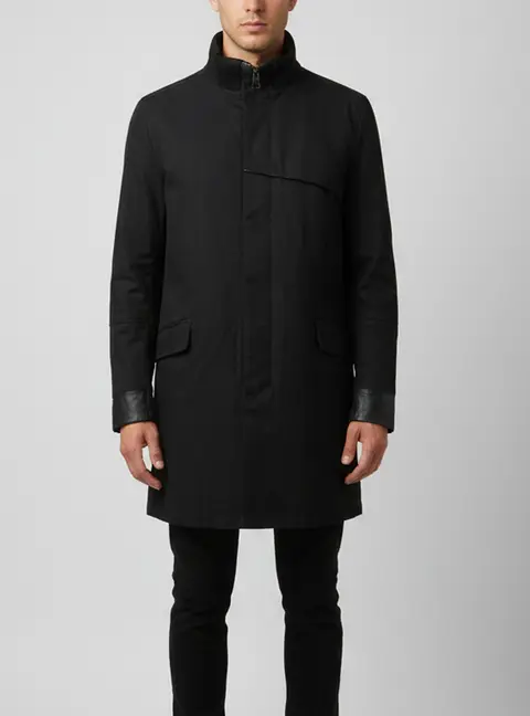 Versace Collection Black Cotton Leather Trim Field Jacket XL