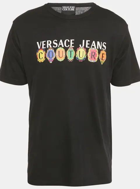 Versace Jeans Couture Black Logo Print Jersey T-Shirt XL