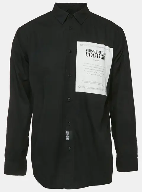Versace Jeans Couture Black Printed Cotton Shirt XL
