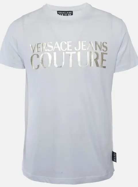 Versace Jeans Couture White Logo Print Jersey T-Shirt L
