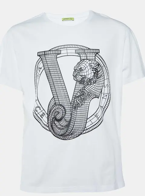 Versace Jeans White Logo Rubber Print Cotton T-Shirt XXXL