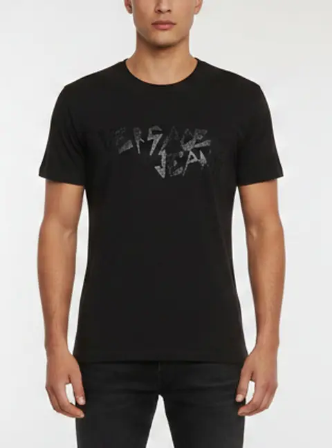 Versace Jeans Black Printed Jersey Crewneck T-Shirt XL