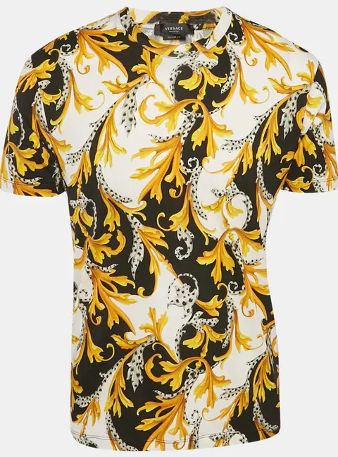 Versace Black/Yellow Barocco Print Jersey Taylor Fit T-Shirt M