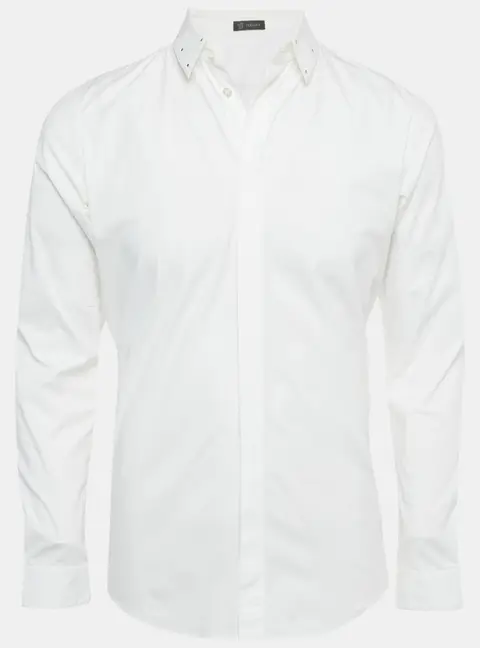 Versace White Cotton Studded Collar Shirt M
