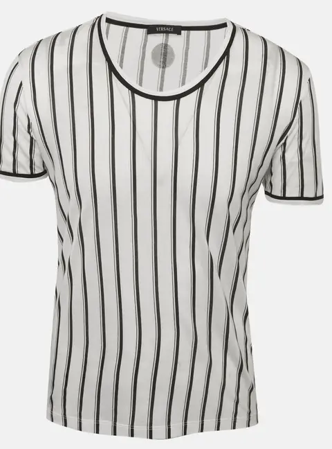 Versace White/Black Striped Jersey Crewneck T-Shirt XS