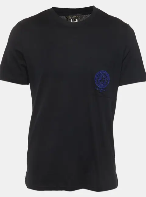 Versace Navy Blue Medusa Logo Detail Jersey Crew Neck T-Shirt L