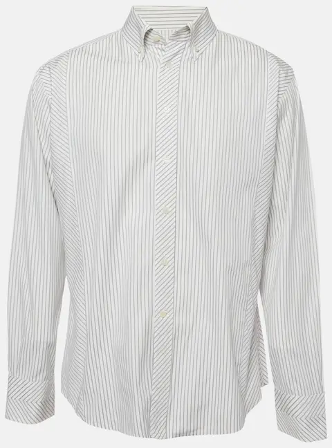 Versace White Striped Cotton Poplin Button Up Shirt XXL