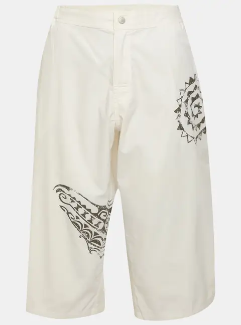 Versace Cream Printed Poplin Short Pants XXL