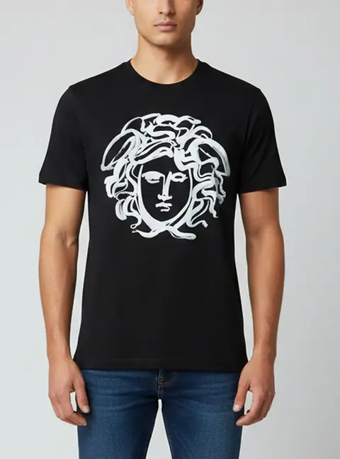 Versace Black Medusa Head Print Jersey Crewneck T-Shirt M