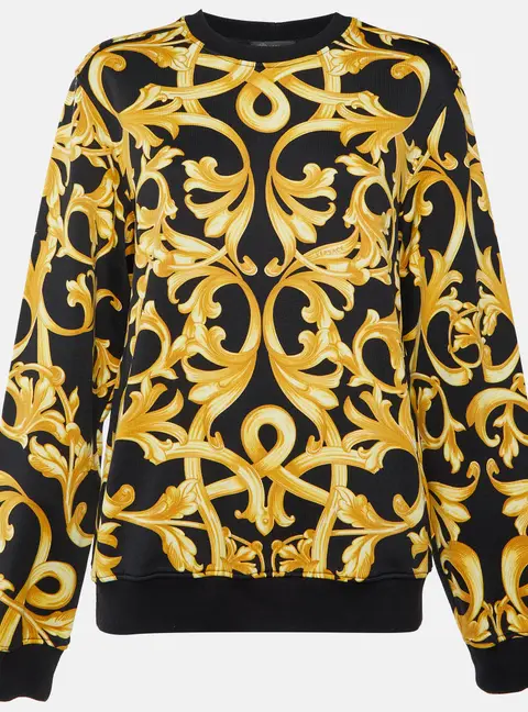 Versace Black/Yellow Baroque Print Cotton Crewneck Sweatshirt M