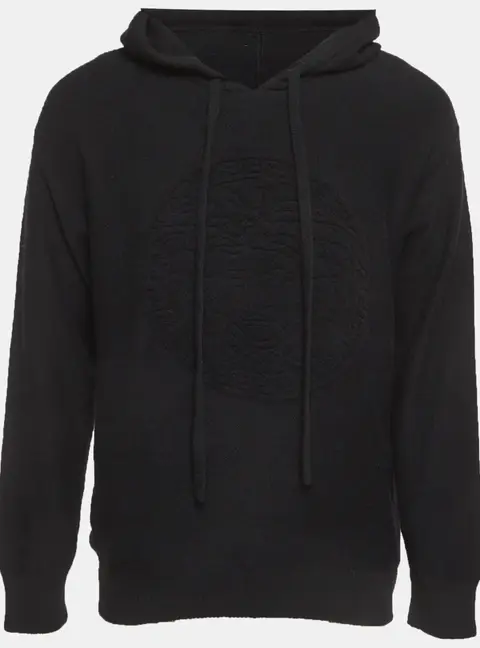 Versace Black Wool Blend Medusa Drawstring Hoodie S