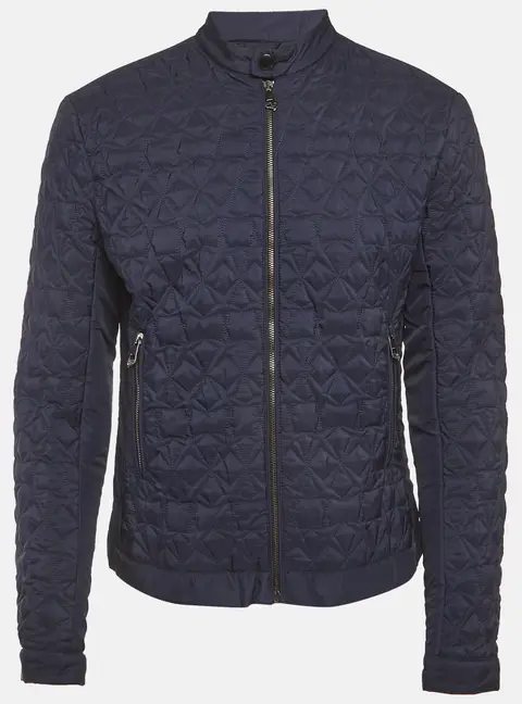 Versace Navy Blue Star Quilted Synthetic Jacket L