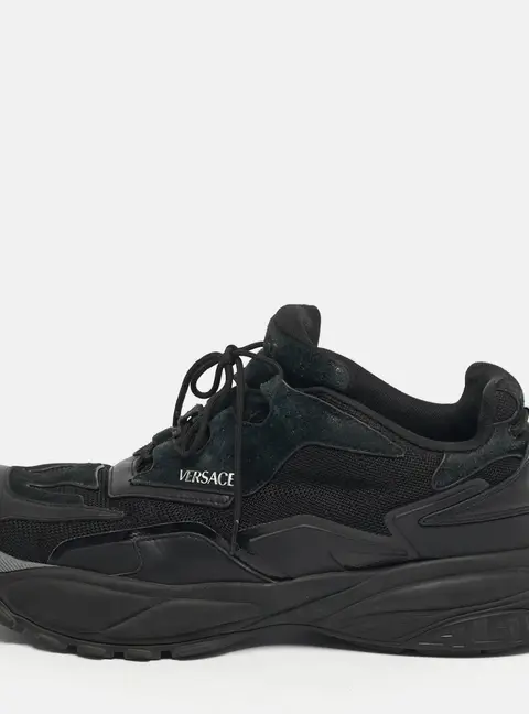 Versace Black Leather and suede Mercury M Sneakers Size 45