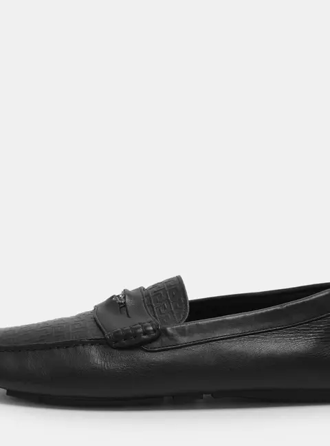 Versace Medusa Size 42 Black Leather Loafers