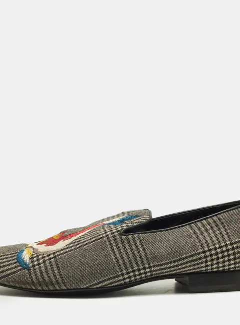 Versace Size 45 Grey/Black  Fabric Fish Detail  Loafers