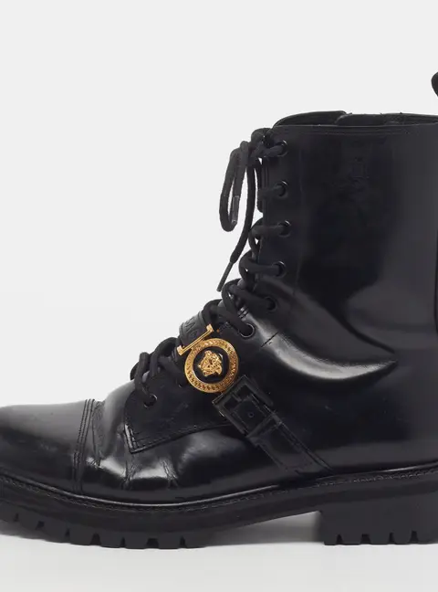 Versace Medusa Size 40 Brown Leather Combat Boots