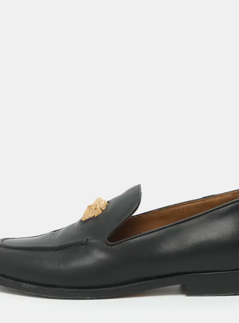 Versace La Medusa Size 42 Black Leather Loafers